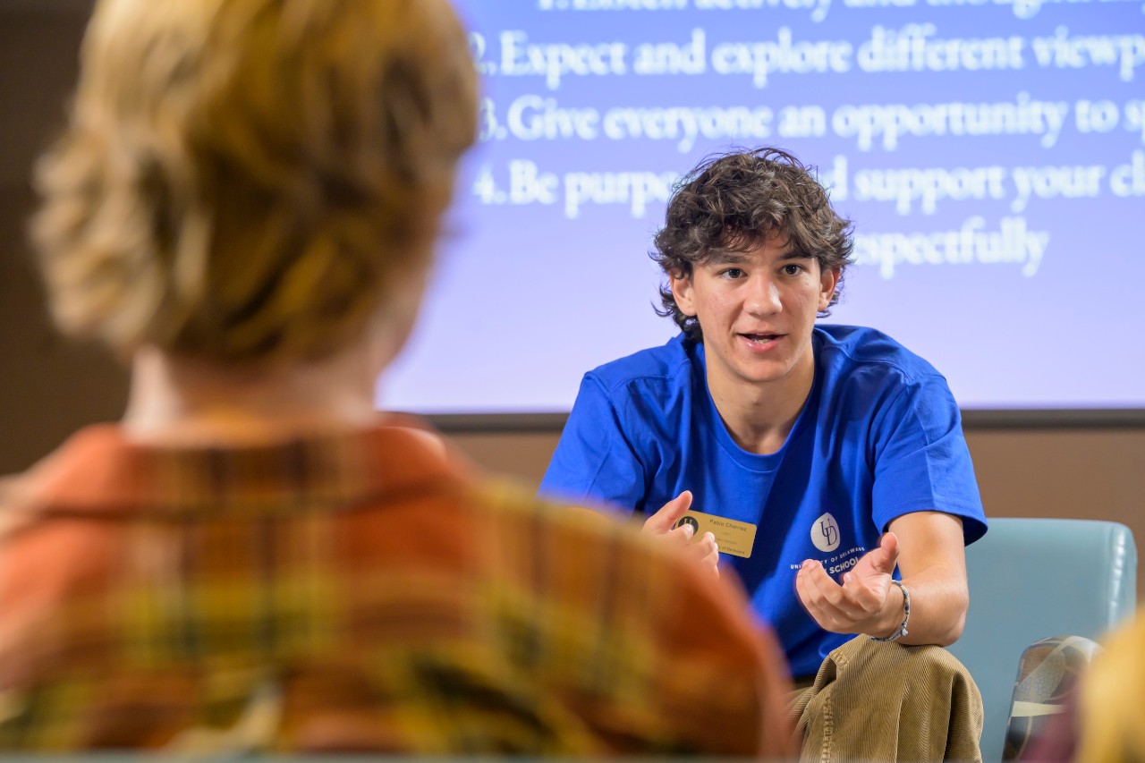 SNF Ithaca Student Leader Pablo Charriez at the SNF Ithaca Initiative student-led Campus Conversations event.