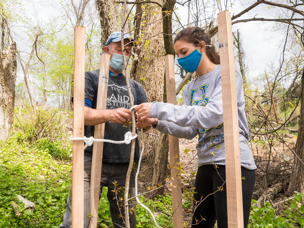Environmental Policy student works on a field project