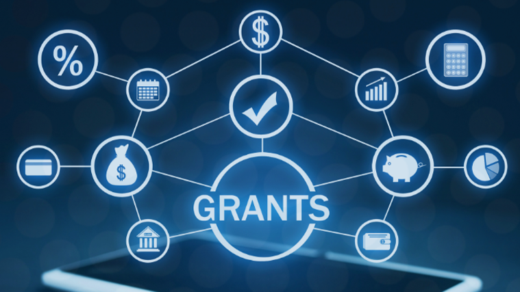 Photo illustration of a web of connections that support grants