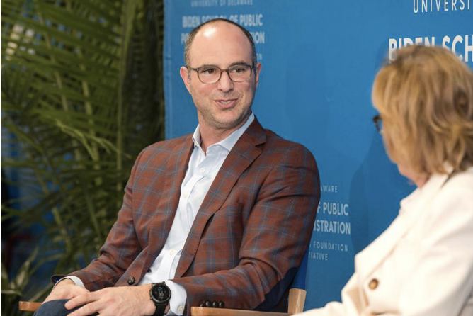 SNF Ithaca Senior Fellow Jeff Nussbaum speaking to Valerie Biden Owens