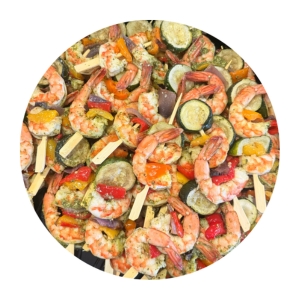 Herb Shrimp & Roasted Vegetable Skewers