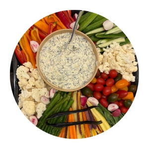 Crudite with Spinach & Artichoke Dip