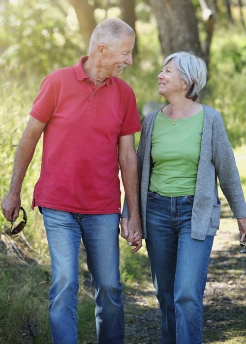 An older couple out for a walk