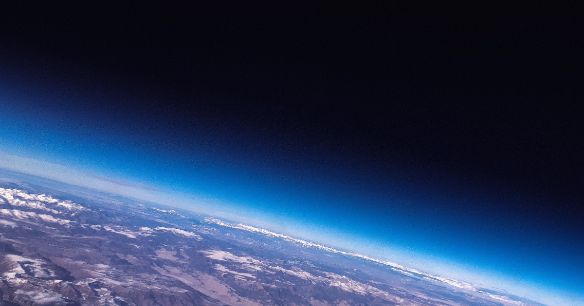 earth's horizon against space from the atmosphere
