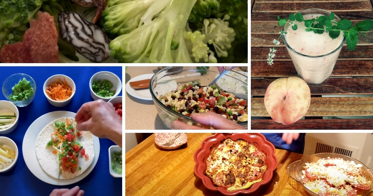 A collage of fresh produce recipes