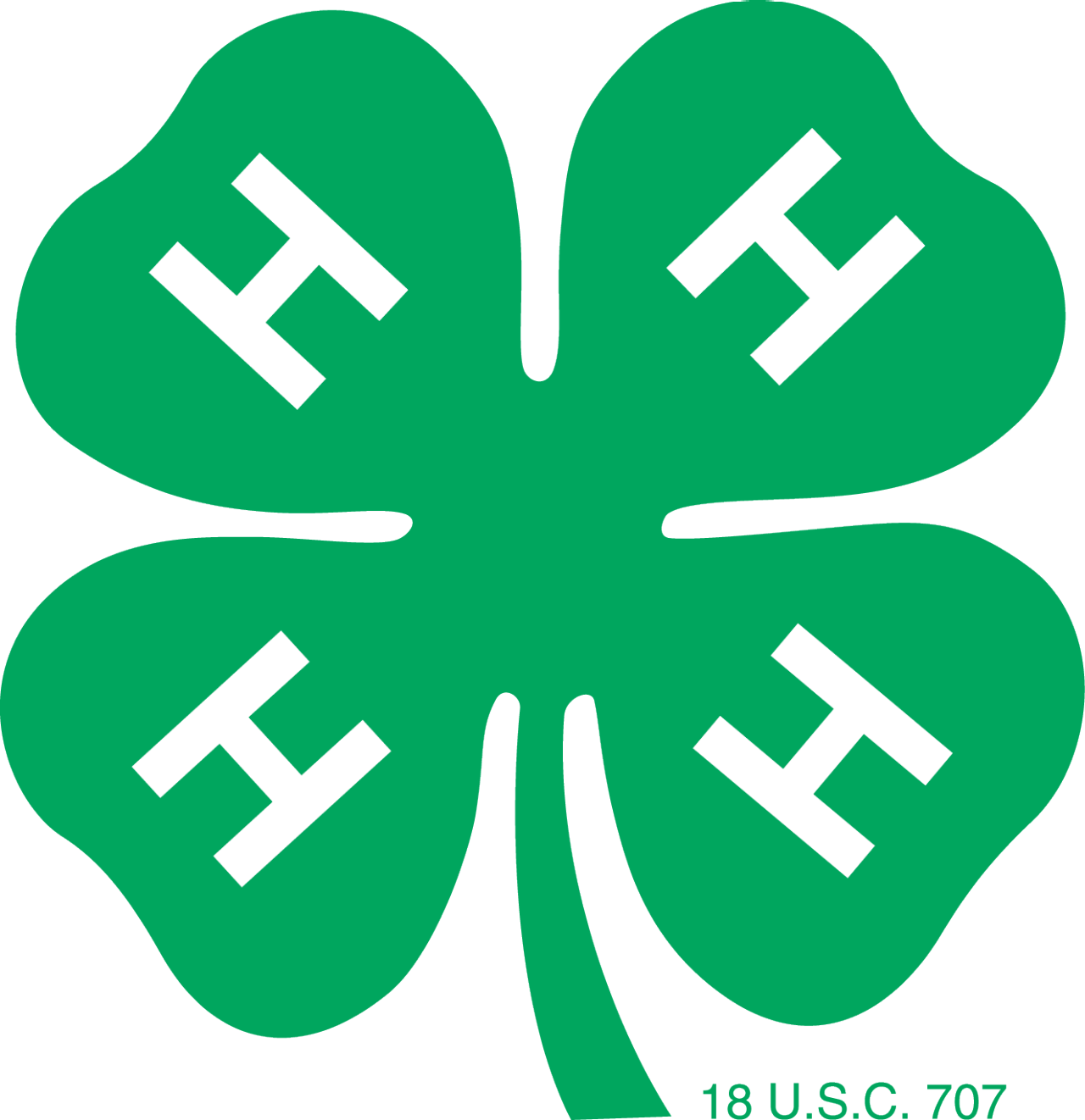 4-H green clover logo with and H on each leaf.