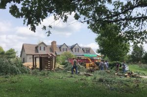 Storm damage with down trees