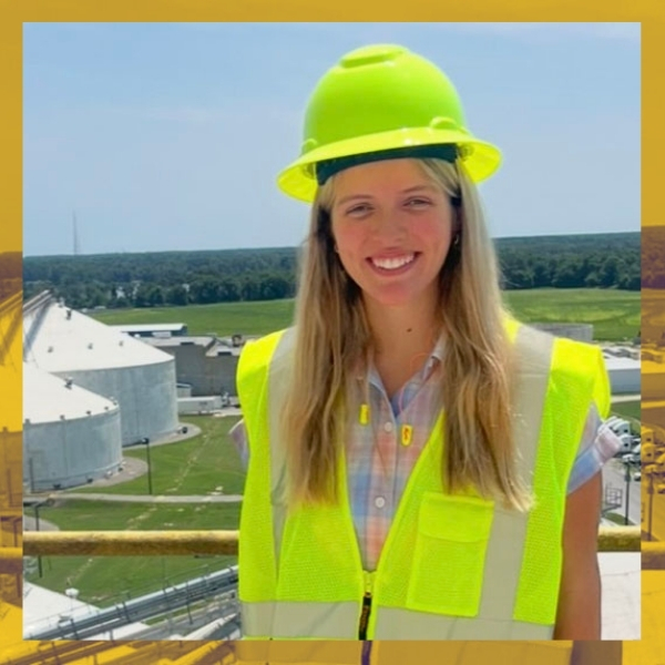 Kaitlin on the job site.