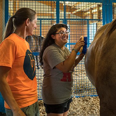 Students from William Penn High School's FFA participate in learning about agriculture at the Webb Farm and the UD Creamery. Dr. Biddle and Karen Ferrucci work with the kids. 