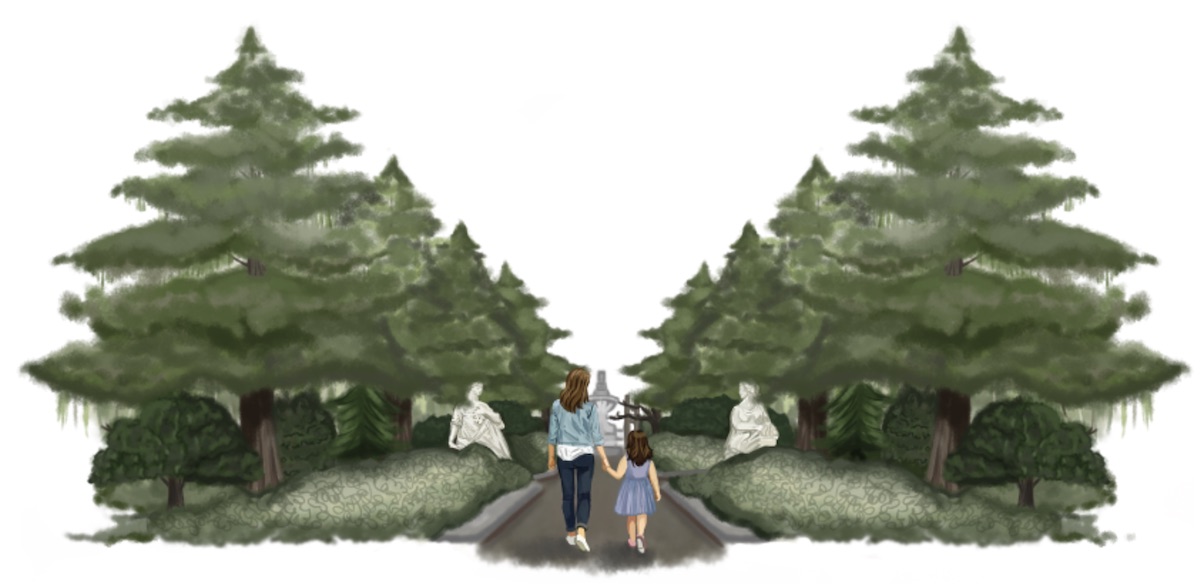 An illustration of Marian Coffin's gardens.