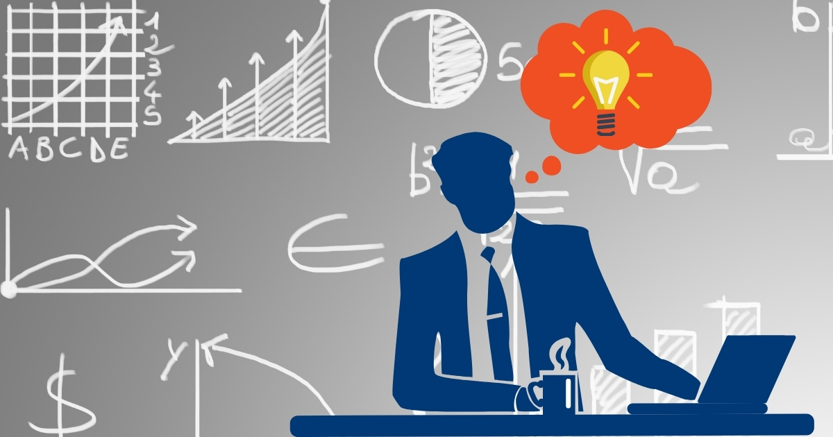stat graphic Statistics graphic student with an idea