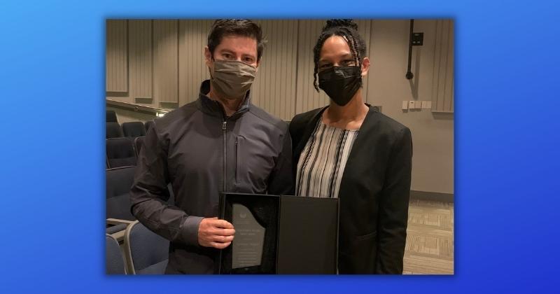 Rodrigo Vargas with Ph.D. student Elizabeth Smith from his research group at the award ceremony.