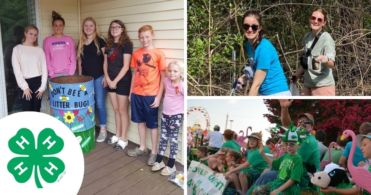 A collage of 4-H clubs activities from plogging to trivia!