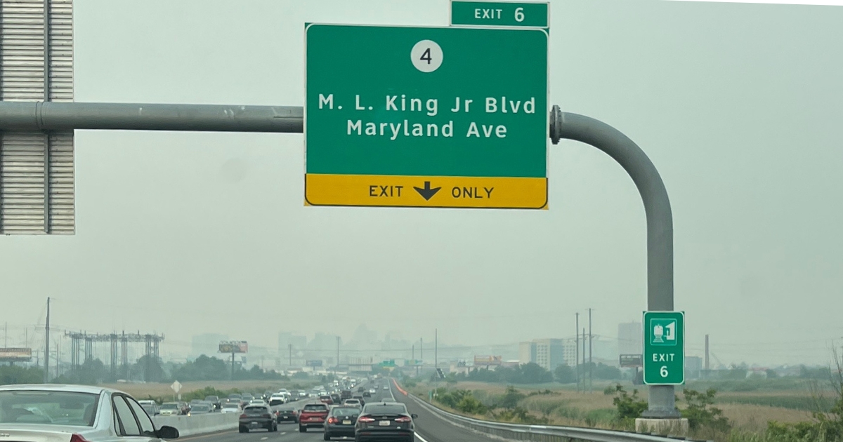 A smokey view of Wilmington, DE during the summer of 2023.