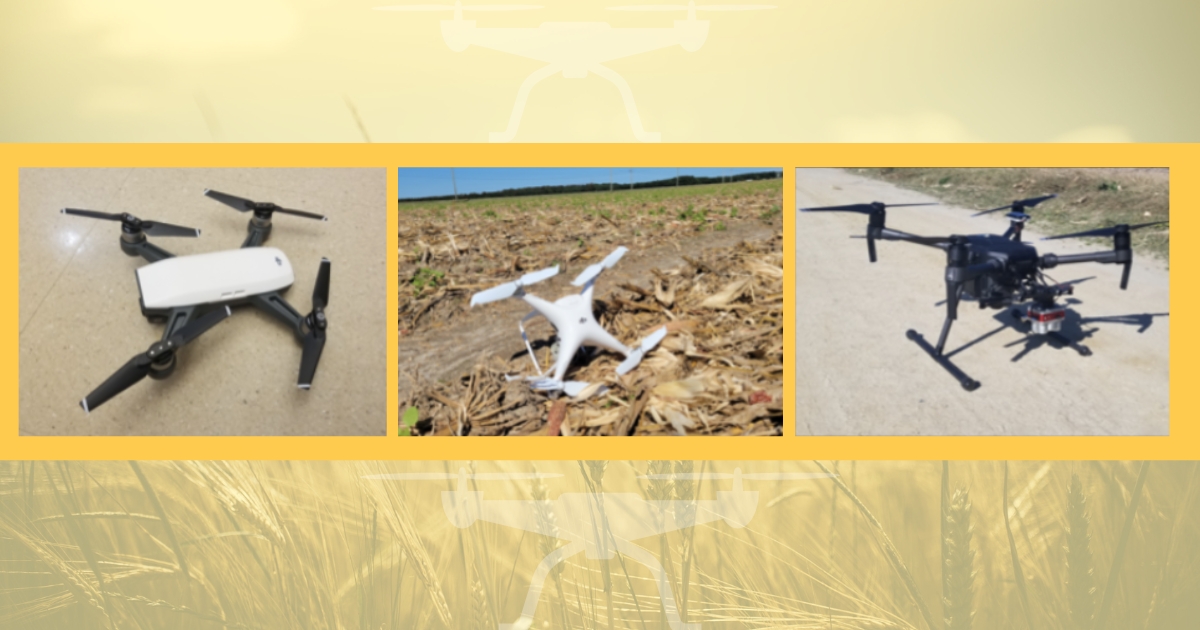 Figure 2: From left to right, a mini-drone, mid-sized (standard consumer), and a larger mapping style drone.