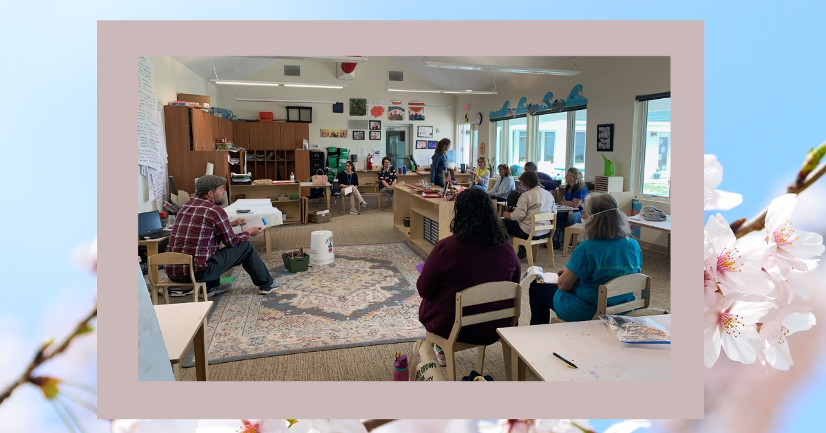 A large group of volunteers in a room