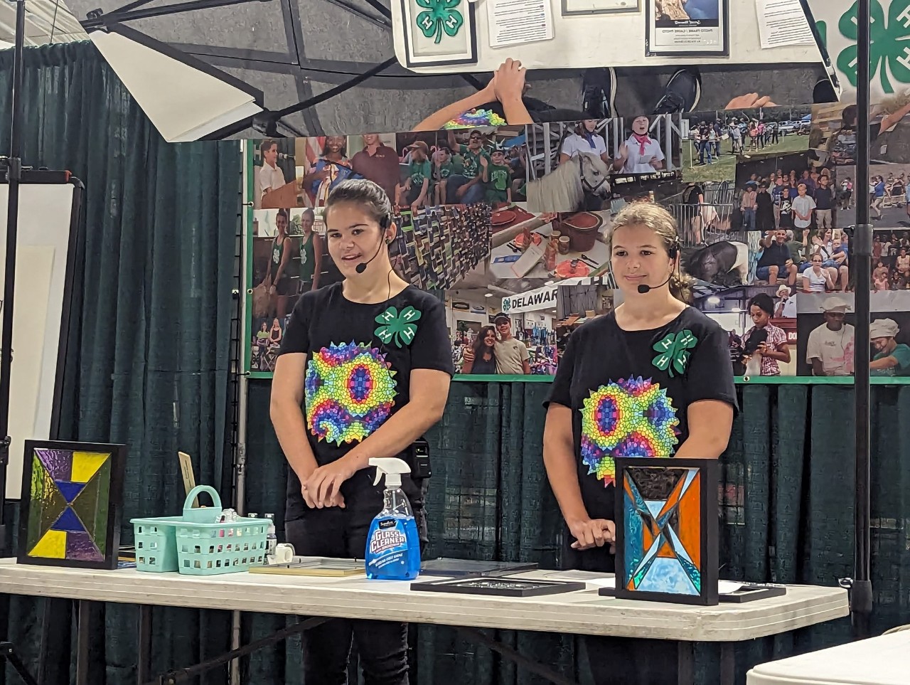 Two 4-H female members competing in public speaking event