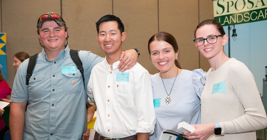 Students of various majors attending the fair.