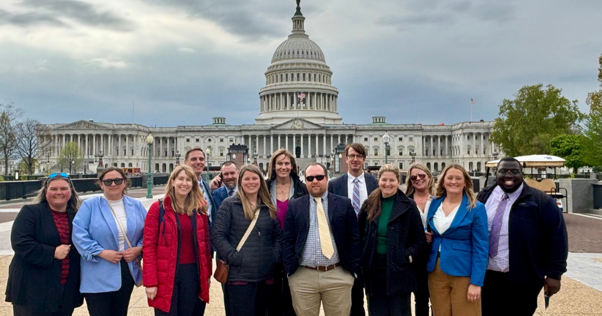 Current class in front of the Capitol Building during their trip to DC in April 2025