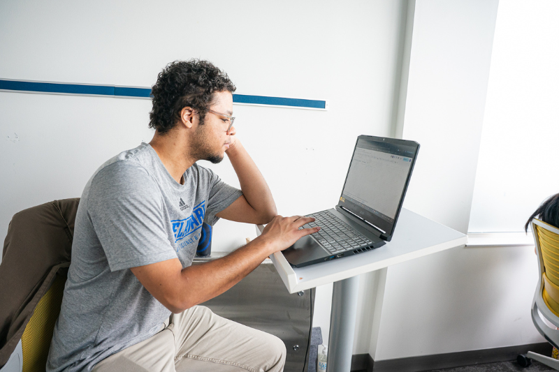 Sports performance analytics internships A student intern prepares for a UD Football game