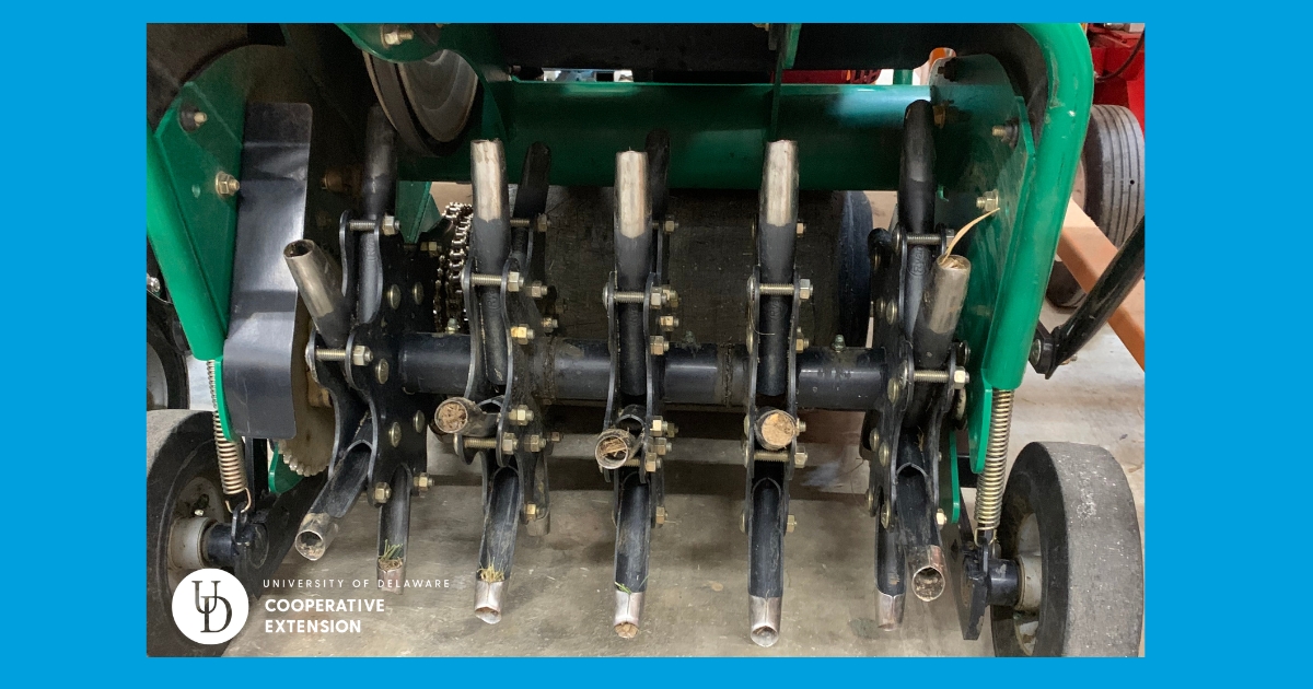 Hollow tines of a rolling core aerifier