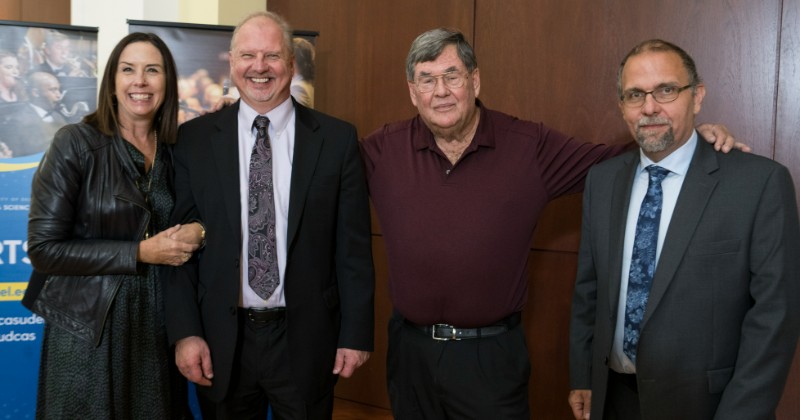 (from left) Grace Leong, Dean John Pelesko, William Craig Frommes and Adam Jenkins. (from left) Grace Leong, Dean John Pelesko, William Craig Frommes and Adam Jenkins.