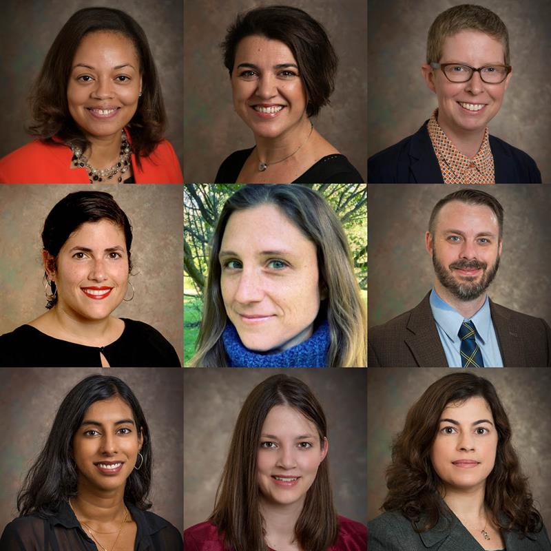 (from left): top row Emerald Christopher-Byrd, Adriana Gorea, Laura Helton; middle row Dilia Lopez-Gydosh, Holly Myers, Dael Norwood; bottom row Keerthi Potluri, Jennifer Shafer and Polly Zavadivker. (from left): top row Emerald Christopher-Byrd, Adriana Gorea, Laura Helton; middle row Dilia Lopez-Gydosh, Holly Myers, Dael Norwood; bottom row Keerthi Potluri, Jennifer Shafer and Polly Zavadivker.