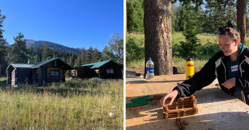 White Grass Dude Ranch Cabin (left) and Morrigan building a Lincoln Log house (right). Ranch Cabin (left) and Morrigan building a Lincoln Log house (right).