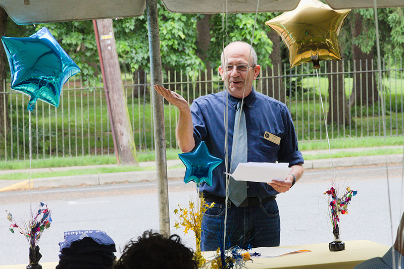 Alan Fox congratulating graduates