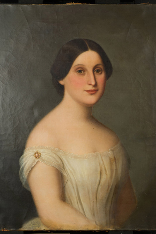 Hans Heinrich “Henry” Bebie’s Portrait of a Woman viewed before treatment, in normal illumination.