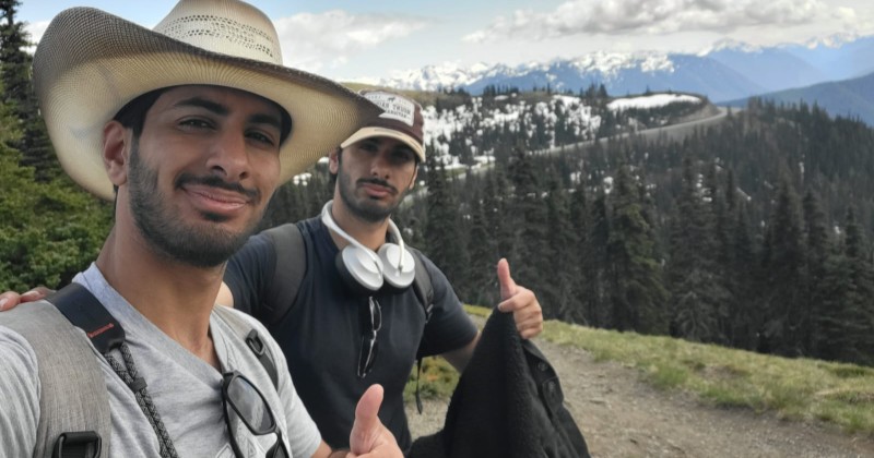 Hashil (left) and his brother Nasser (right) exploring Olympic National Park. Hashil (left) and his brother Nasser (right) exploring Olympic National Park.