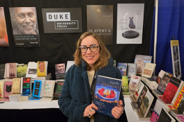 Jessica Horton holds her new book,