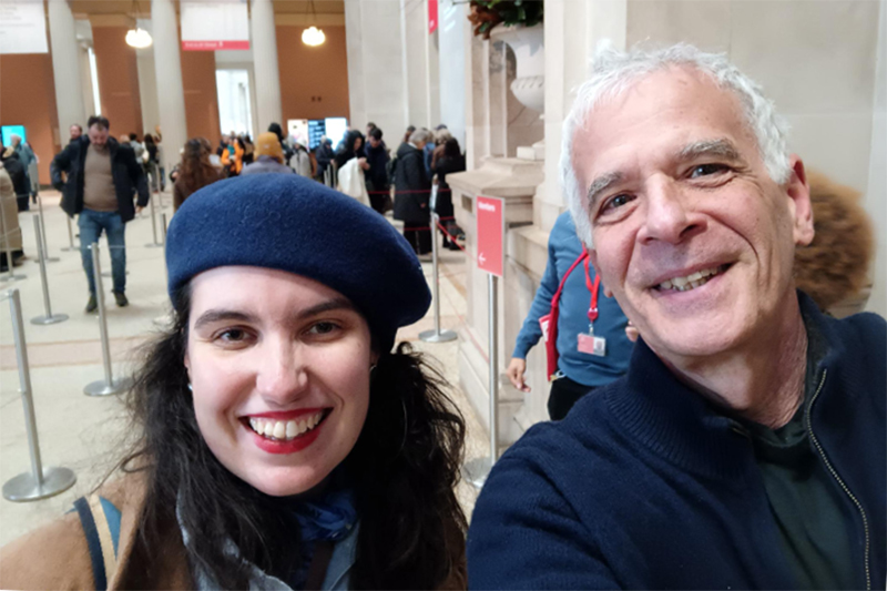 Leah Stephenson and Sandy Isenstadt pose for selfie inside museum
