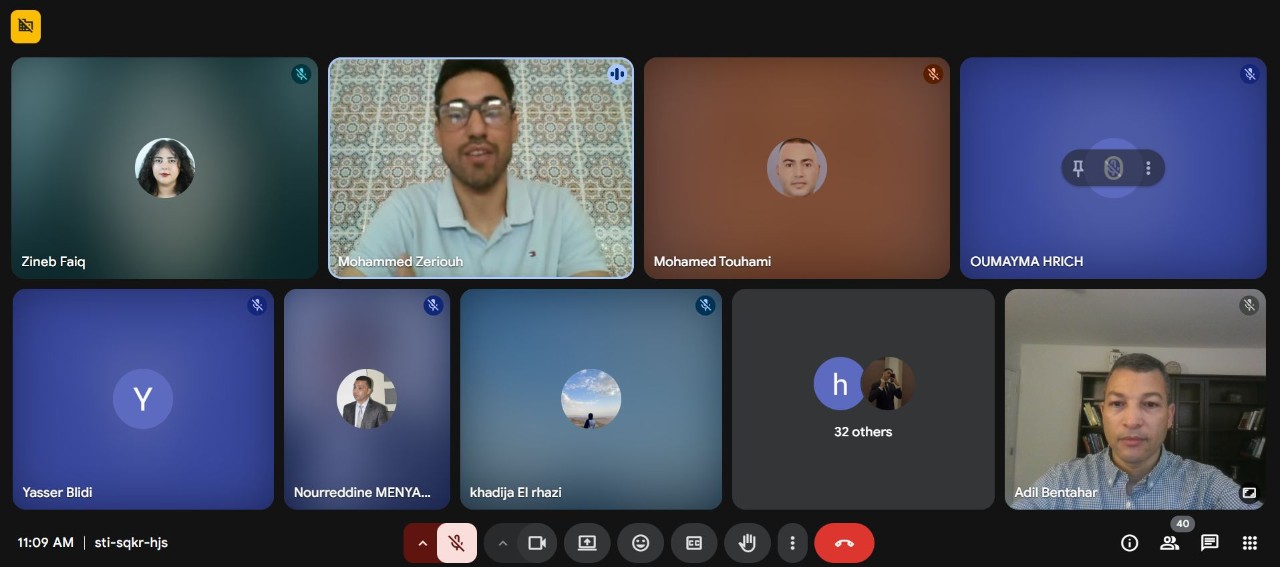 Adil Bentahar, associate professor in the English Language Institute presenting via Zoom