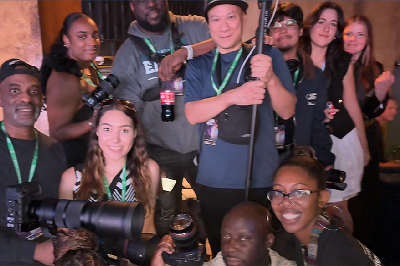 Skye Johnson pictured in the press pit at New York Fashion Week.