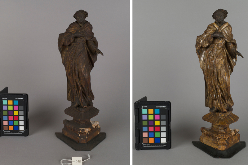 Statue before and after treatment.