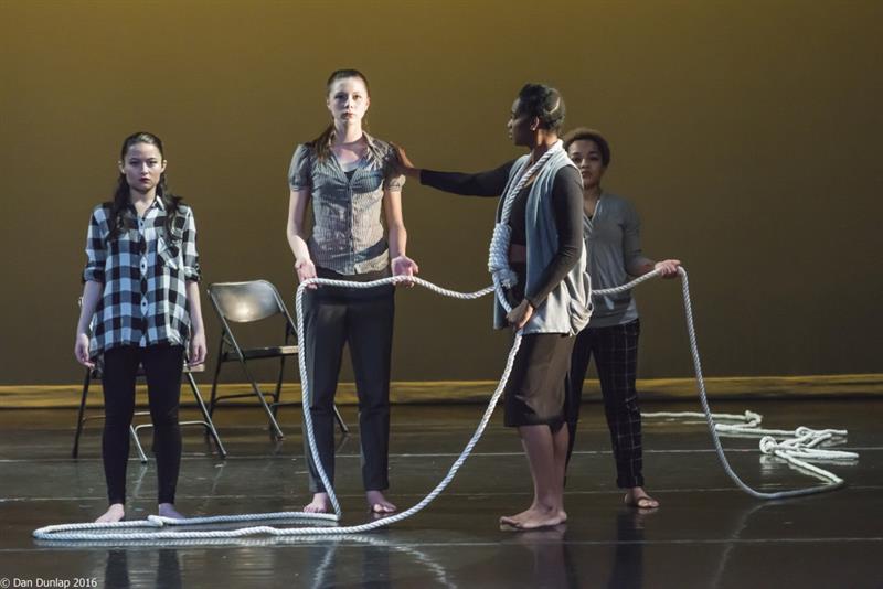 Students performing Witness, a scene from "Same Story Different Countries"