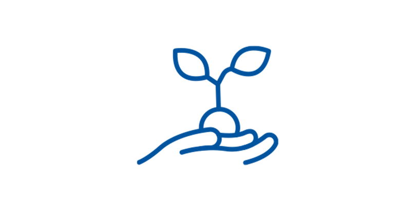 ICMH Clinic Individual Therapy Services Illustration of a hand holding a seedling