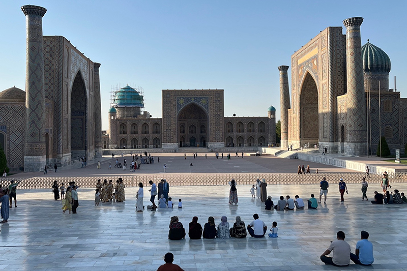 15th to 17th century Islamic architecture of Registan Square in Uzbekistan.