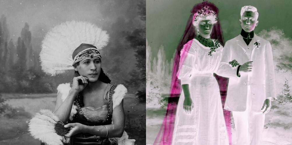 Images showing photographic negatives from Columbian history