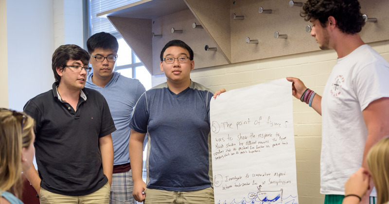 Students presenting in a classroom