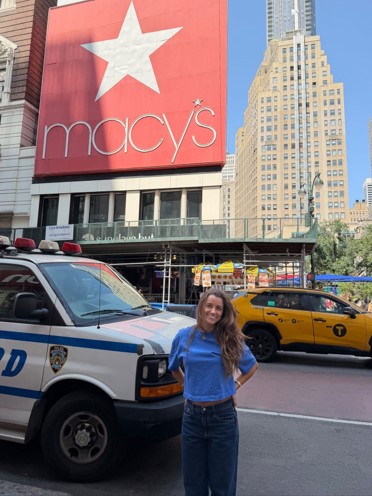Abigail Loth outside Macy's in New York City