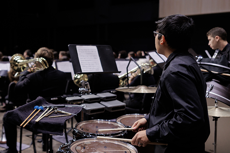 Symphonic band playing on stage Symphonic band playing on stage