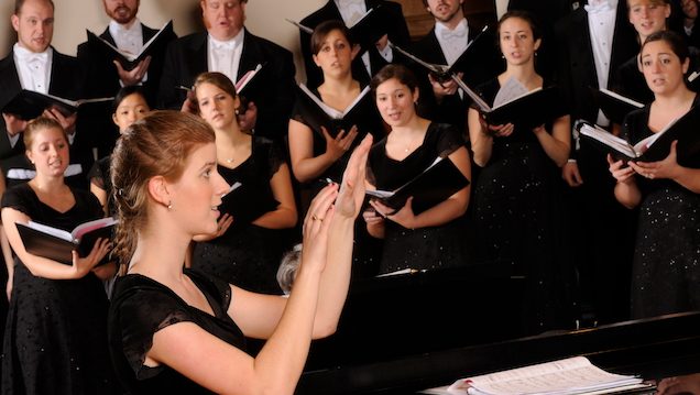 Music student conducting