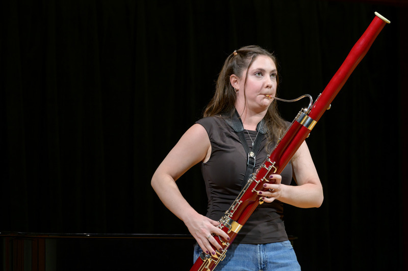 McDonnell spent her summer researching female composers for the bassoon and discovered some fascinating new music during her studies. The senior applied music major is seen here in the Center for the Fine Arts.
