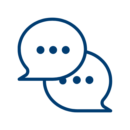UD Blue overlapping speech bubbles icon
