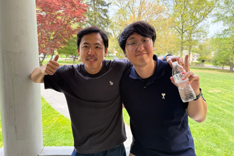 Two Korean students enjoy the summer picnic.