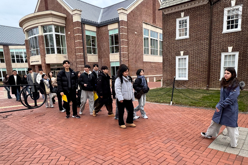 Touring the University of Delaware campus.