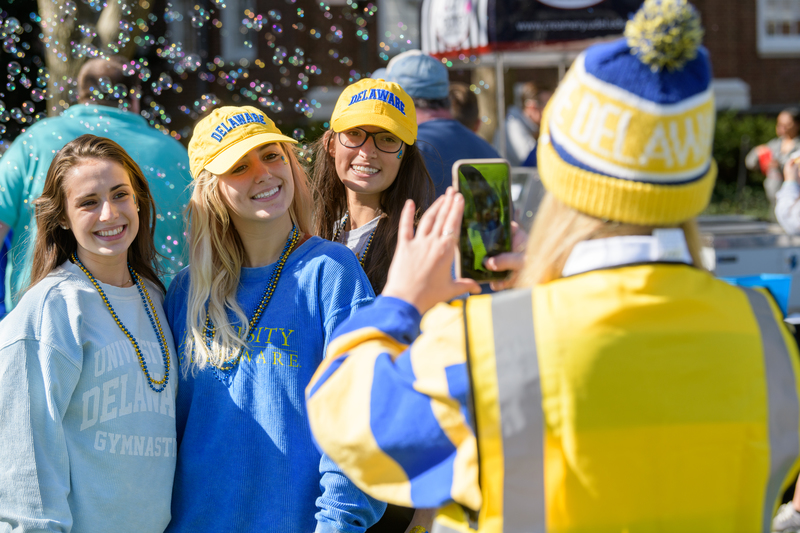 Students smiling during Homecoming