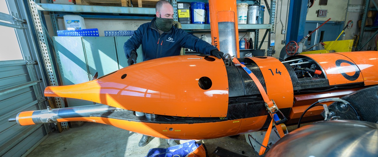 Bryan Keller is an AUV / USV (Autonomous Underwater Vehicle / Unmanned Surface Vehicle) Operator at Ocean Infinity who’s a 2011 graduate of UD’s Master’s in Oceanography degree program. Having worked with autonomous vehicles while studying at UD, he’s now back on the Lewes Campus working for Ocean Infinity, which has partnered with UD. The partnership will enable “a multidisciplinary group of UD students and faculty members the opportunity to get hands-on experience with the latest technology in the unmanned underwater and surface vehicle fields, as well as access to scores of deep-sea datasets” [UDaily]